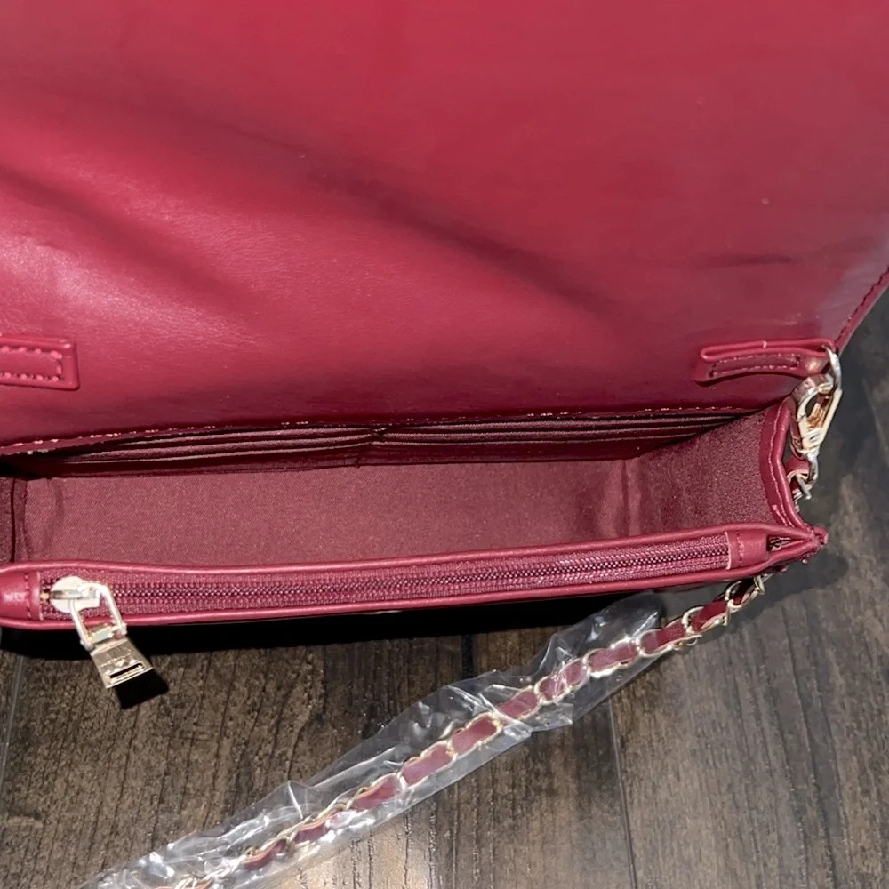 NEW Badgley Mischka Wine Red Pleated Crossbody